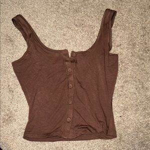 SKIMS Brown Button-Up Henley Women's lounge top